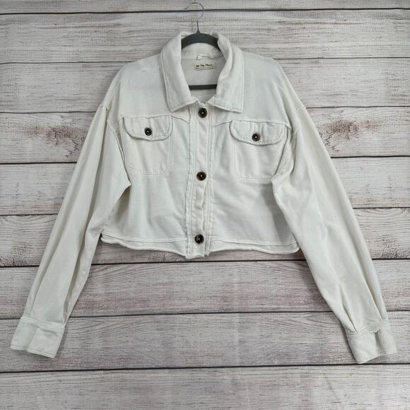 We the Free People Rough Seam Cop Oversized Jacket Womens Medium White Boxy - Picture 1 of 13